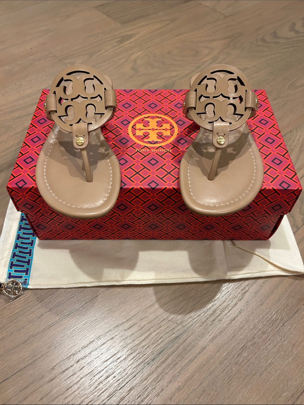 Tory Burch Tan Logo Miller Thong Sandals-Almost brand new!